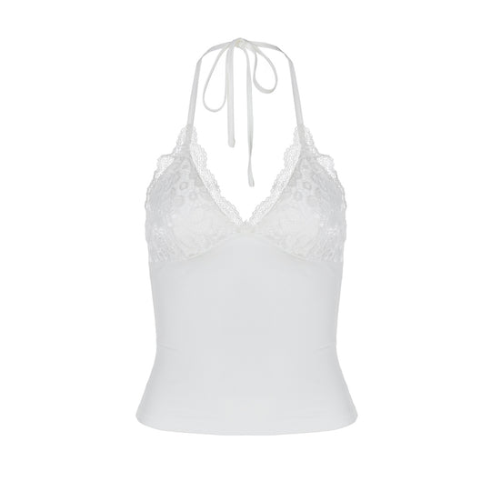 Damen Spitzen-Haltertop mit eleganten Raffungselementen R&B