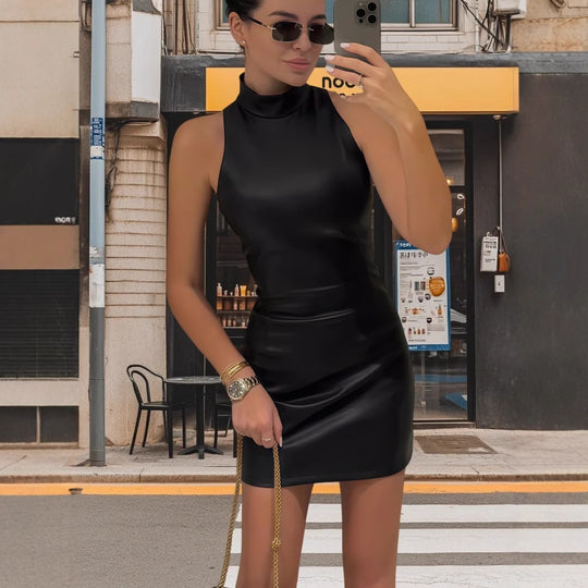 Damen Figurbetontes Nacken-Kleid im minimalistischen Look R&B