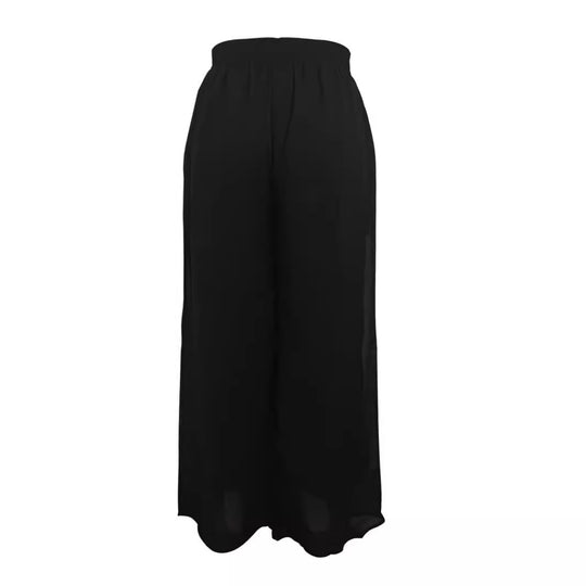 Damen Weit geschnittene Chiffon-Hose mit elastischem Taillenbund und hohen Seitentaschen R&B