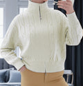 Damen Strickpullover mit hohem Kragen und Zipper R&B