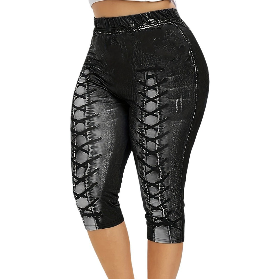 Damen Figurumspielende 3/4-Leggings mit Schnürdetails R&B