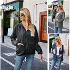 Damen leichte und atmungsaktive Windbreaker-Jacke mit verstellbarem Kapuzenkragen R&B