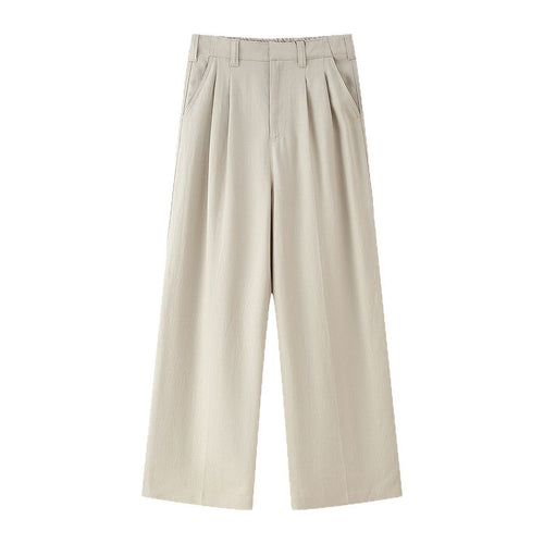 Damen elegante weite Anzughose mit Faltenwurf und hohem Bund R&B