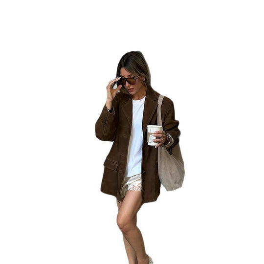 Damen modische Oversized-Samtjacke R&B