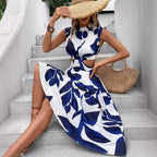 Damen Asymmetrisches Kleid mit Cut-Out-Details und Floralem Design R&B