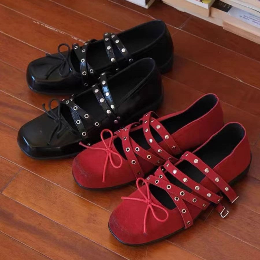 Damen Ballerinas mit elegantem Riemendesign und modischer Schnürung