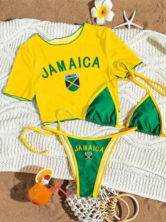Damen Bikini-Set mit kreativem grafischen Design R&B
