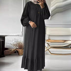 Damen Maxikleid mit waagerechtem Faltenwurf R&B