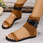 Damen modische Offene Stiefelsandalen mit Schnallen- und Reißverschluss-Detail R&B
