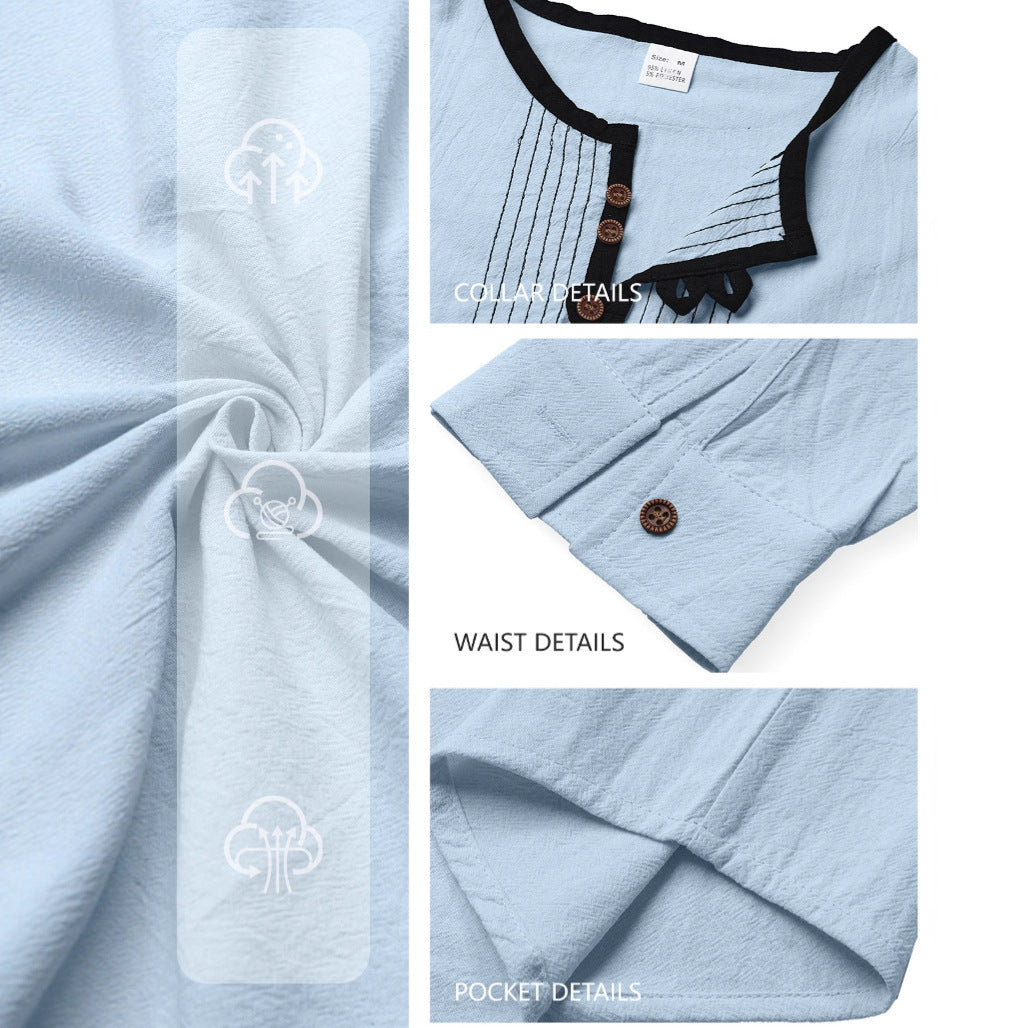 Herren Langarmshirt mit stylischem Knopfdesign R&B