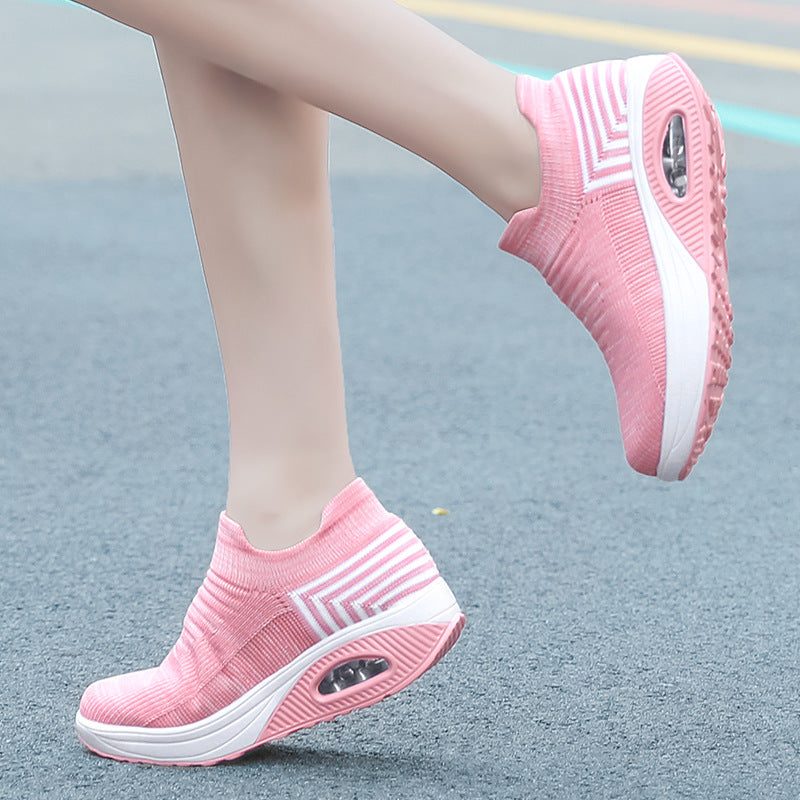 Damen nan gestrickter Schlupf-Walking-Sneaker mit anatomischer Pronationsstütze, Luftpolster-Zwischensohle und sockenähnlichem Schaft R&B