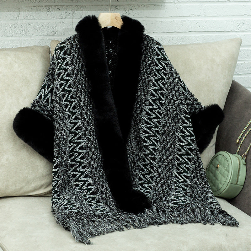 Damen Kuschelige Strickjacke mit luxuriösem Kunstfellbesatz R&B