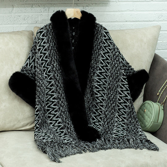 Damen Kuschelige Strickjacke mit luxuriösem Kunstfellbesatz R&B
