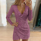 Damen Funkelndes Partykleid mit figuroptimierendem Schnitt und V-Ausschnitt EB