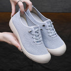 Damen Leichte und atmungsaktive Schnür-Sneaker aus elastischem Strickmaterial R&B