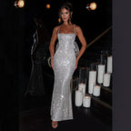 Damen Glitzerndes Abendkleid mit elegantem Schnitt und raffinierten Details