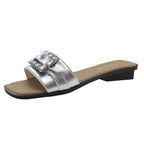 Damen elegante Slide-Pantoletten mit modischem Schmuckdetail R&B