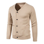 Herren stilvolle Strickjacke mit tiefem V-Ausschnitt und Knopfleiste R&B