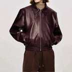 Damen Kunstlederjacke mit modischem Oversize-Schnitt und elastischem Bund R&B