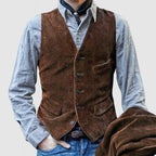 Herren elegante Cordweste mit modernen Taschen R&B