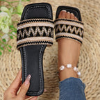 Damen elegante Komfort-Sandalen mit buntem Streifenmuster R&B