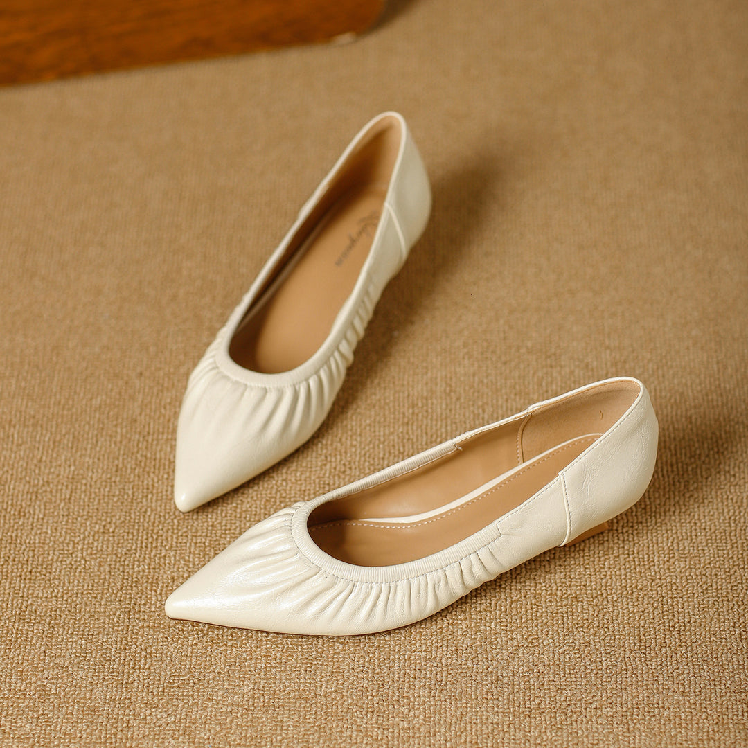 Damen elegante spitze Ballerinas mit raffiniertem Falten-Design R&B