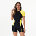 Damen Einteiliger Surfanzug mit kurzem Arm und stylischem Reißverschluss R&B