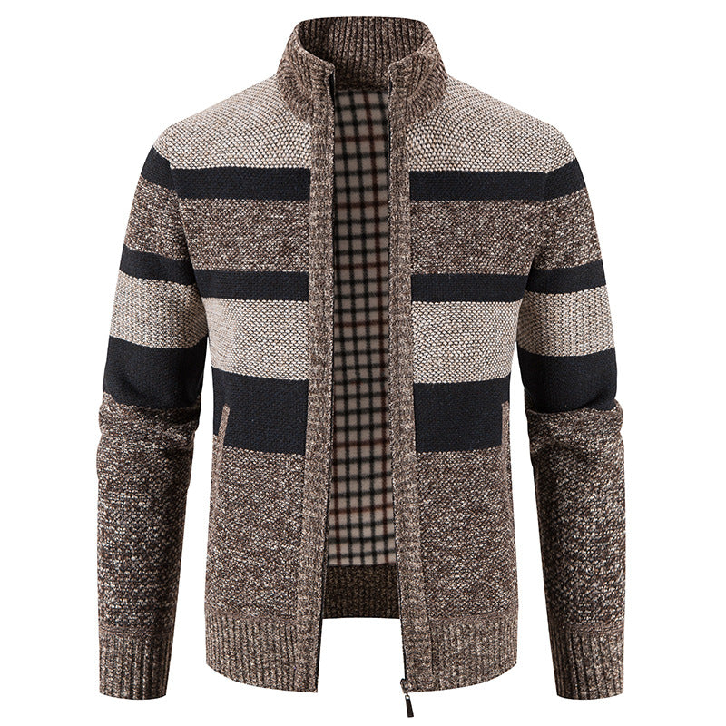 Herren modische Strickjacke mit einem modernen und vielseitigen Karomuster R&B