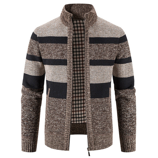 Herren modische Strickjacke mit einem modernen und vielseitigen Karomuster R&B