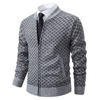 Herren modische Strickjacke mit modernem Zopfmuster und Reißverschluss