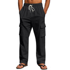 Herren nan leichte Cargohose im Resort-Look mit elastischem Tunnelzug, Mehrfachtaschen und geradem Bein R&B