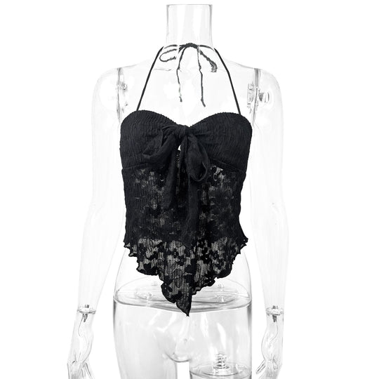 Damen Spitzen-Bustier mit Bindeband und transparentem Design R&B