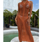 Damen elegantes Netzkleid mit tiefem V-Ausschnitt und figurbetonter Silhouette R&B