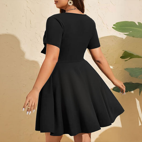 Damen Cocktailkleid mit tiefem V-Ausschnitt und Schleifendetail R&B