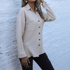 Damen Strukturierte Bluse mit Knopfdetail und Brusttaschen