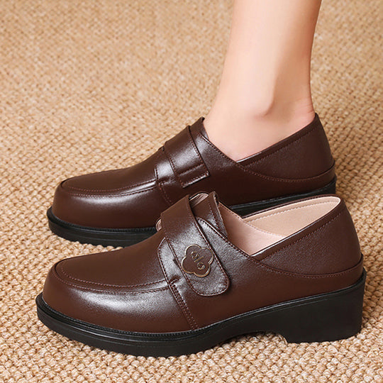 Damen Mokassins mit elegantem Riemen und dämpfendem Blockabsatz R&B
