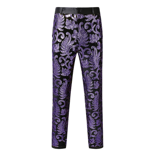 Herren Glitzernde Veranstaltungs-Hose mit floralem Muster R&B