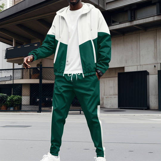 Herren Sportanzug mit modernem Farbblock-Design und atmungsaktiven Materialien R&B