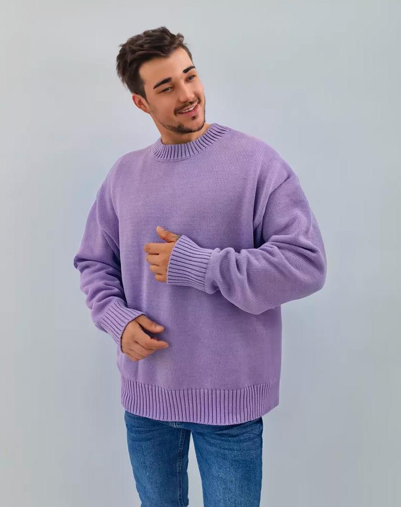 Damen gemütlicher Oversized Pullover mit strukturiertem Rippenmuster und breiten Bündchen R&B