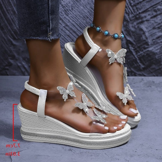 Damen Plateau-Sandalen mit dekorativer Schmetterlings-Applikation R&B