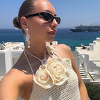 Damen elegantes gehäkeltes Strandensemble mit floralen Akzenten R&B