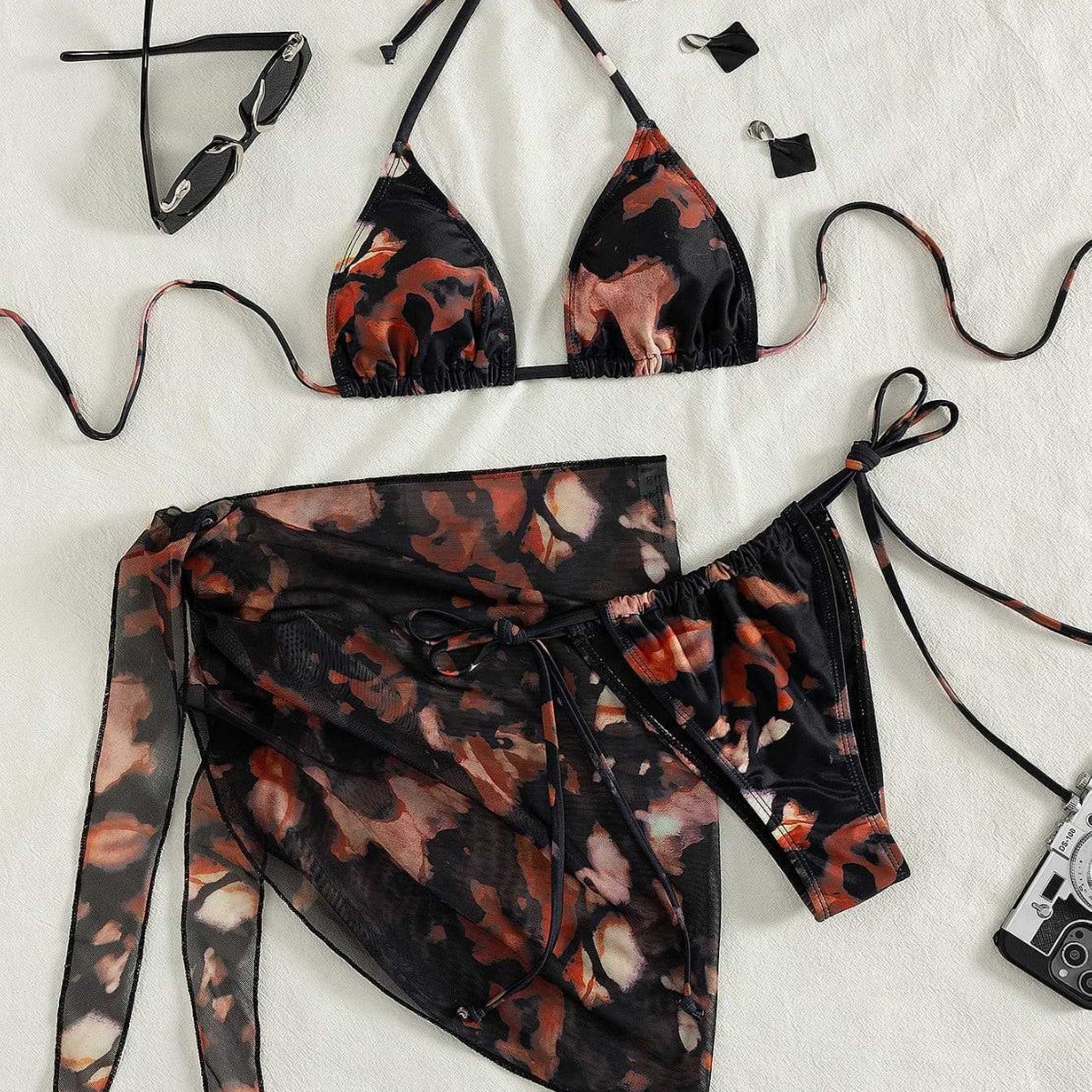 Damen Triangel-Bikini mit transparentem Überwurf R&B