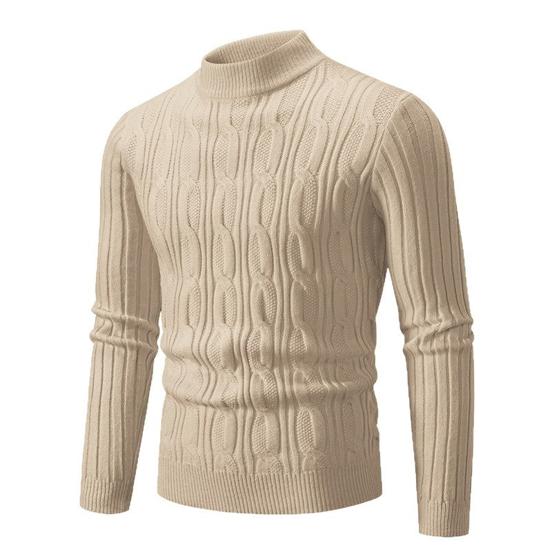 Herren Rollkragenpullover aus hochwertiger Baumwolle mit Zopfmuster R&B
