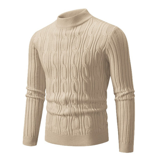 Herren Rollkragenpullover aus hochwertiger Baumwolle mit Zopfmuster R&B