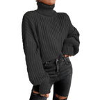 Damen gemütlicher Rollkragenpullover aus weichem Strick R&B