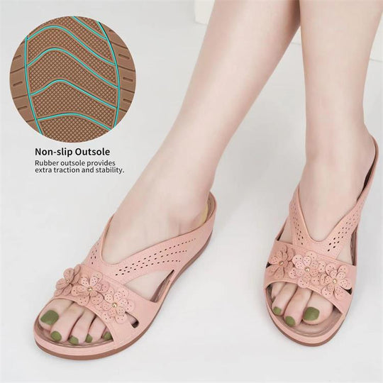 Damen komfortable Riemensandalen mit floralen Applikationen R&B