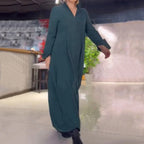 Damen Langarm-Kleid mit praktischen Einschubtaschen und elegantem Stehkragen R&B