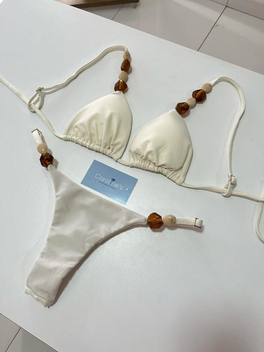 Damen Triangel-Bikini mit elastischen Bändern und dekorativen Details R&B