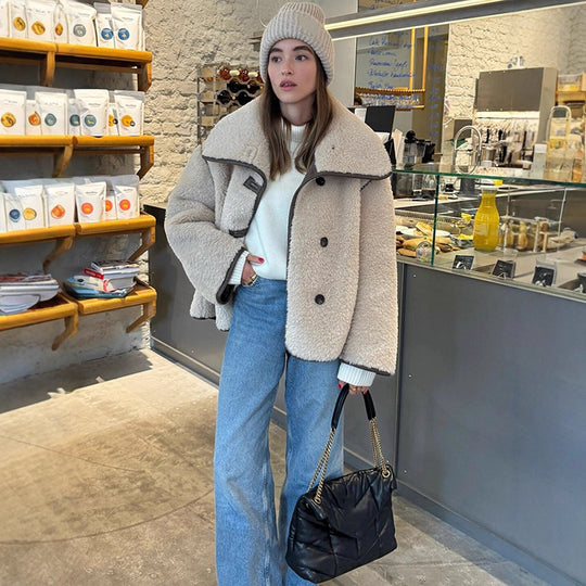 Damen oversized Teddyjacke R&B