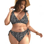 Damen Triangel-Bikini mit verspielten Schleifen und modischem Muster R&B